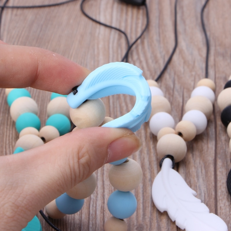 Baby Infant Silicone Feather Jewelry Teething Necklace Baby Nursing Chewing Toys 19QF